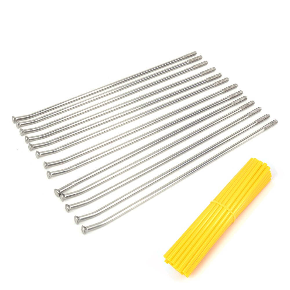 Motorcycle 19" Rear Wheel Stainless Steel Spokes Nipples And Tubes Cover For KAWASAKI KX125 KX250 KX250F KX450F KLX450R KX500 KX: Silver