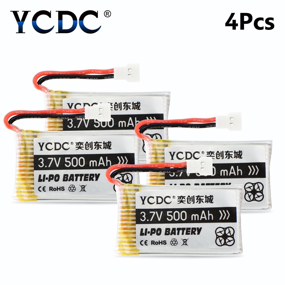 Drone Batteries 3.7V 500mAh Li-Po Battery For Syma X5C X5SC X5SW, UDI U45 U45W Quadcopter Rechargeable Batteries + Charger: 4pcs 500mAh