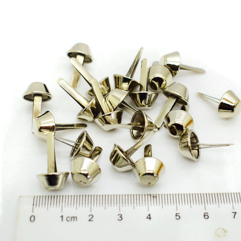 Artesanía de Metal negro mate de 12mm para monedero, remaches para los pies, tachuelas perforadas para monedero, bolso de mano, tachuelas Punk Rock, artesanía de cuero, 100 Uds.