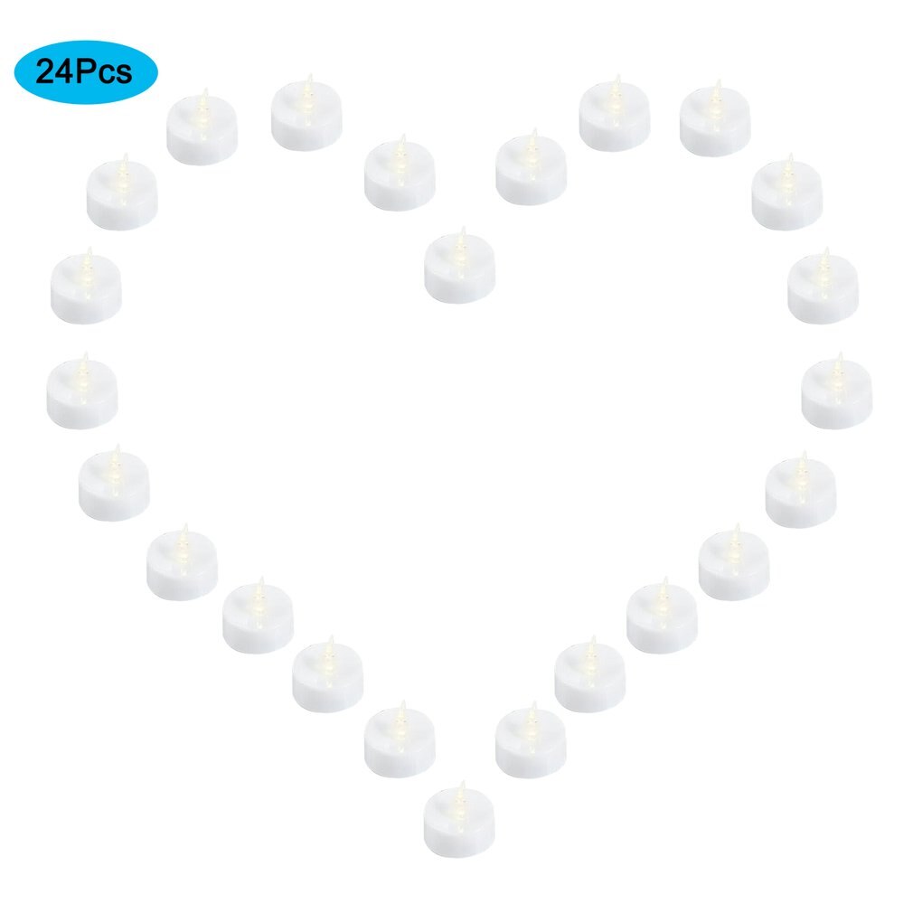 12/24pcs Realistic Bright Flickering Flameless Tea Light LED Electronic Tea Candle Transparent Soft Core Yellow Flashing Candle: 24pcs