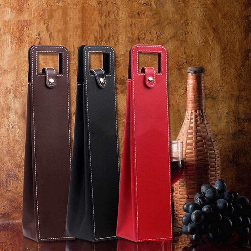 Sac en cuir PU pour le vin, sac de pour le vin et la bière, fourre-tout parfait pour le vin, sacs de rangement de fête, accessoires de Bar