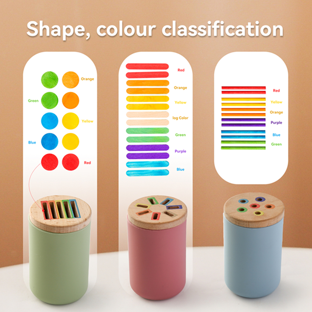Counting Montessori Toys Wooden Stick Matching Games Color Sorting Cup Preschool Learning Education Toys for Kids Girls Boys