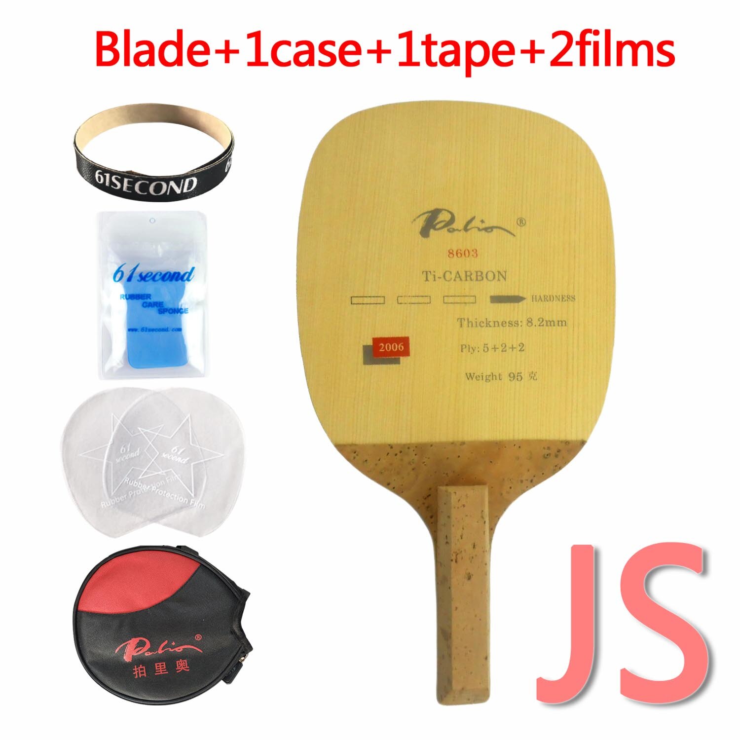 Original Palio 8603 titanium carbon table tennis blade Japanese straight handle table tennis racket racquet sports: JS with YM case