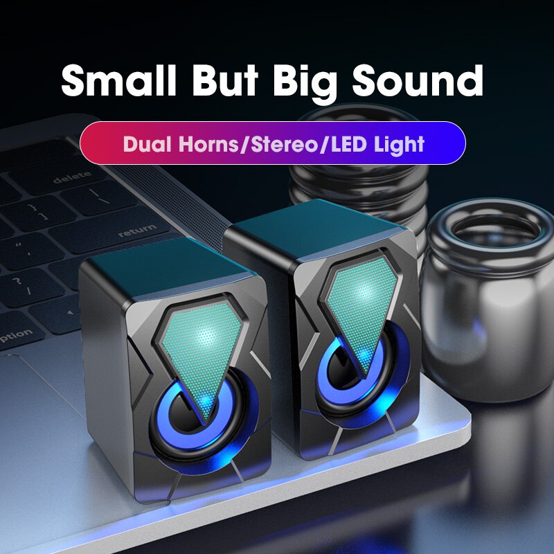 Computer Speakers for Laptop PC Subwoofer 4D Surround Sound Desktop Speaker Colorful LED Light Column Soundbar Theater Box Music