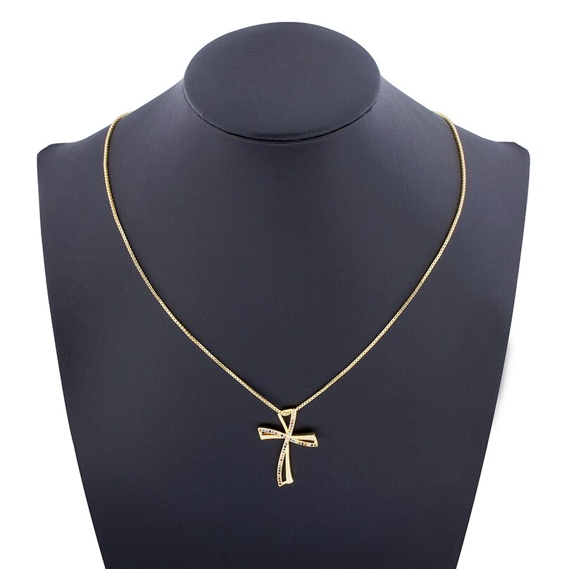 Regenboog Cross Koperen Hanger Gouden Ketting Ketting Aaa Zirconia Choker Kettingen Mode-sieraden Giften Voor Vrouwen