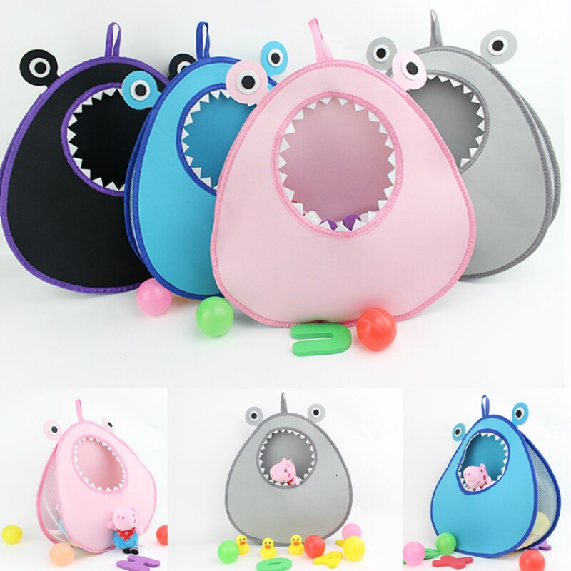 Cute Abstract Alien Shape Baby Bath Toy Storage Bag Cartoon Shape Storage Hanging Bag With Hook Waterproof Bathroom Mesh Bag