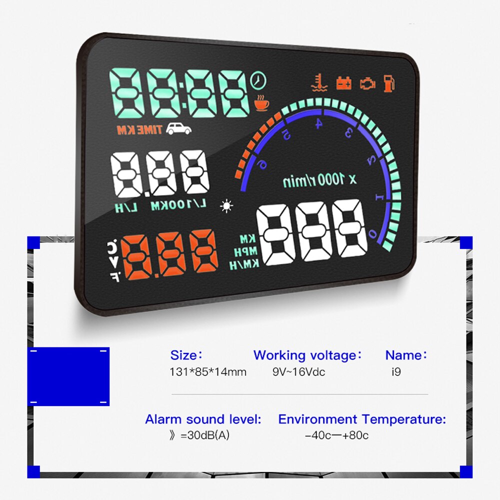 I9 Universal Car Head-up Display OBD2 medidores HUD GPS HUD parabrisas proyector sistema de advertencia de exceso de velocidad de consumo de combustible datos