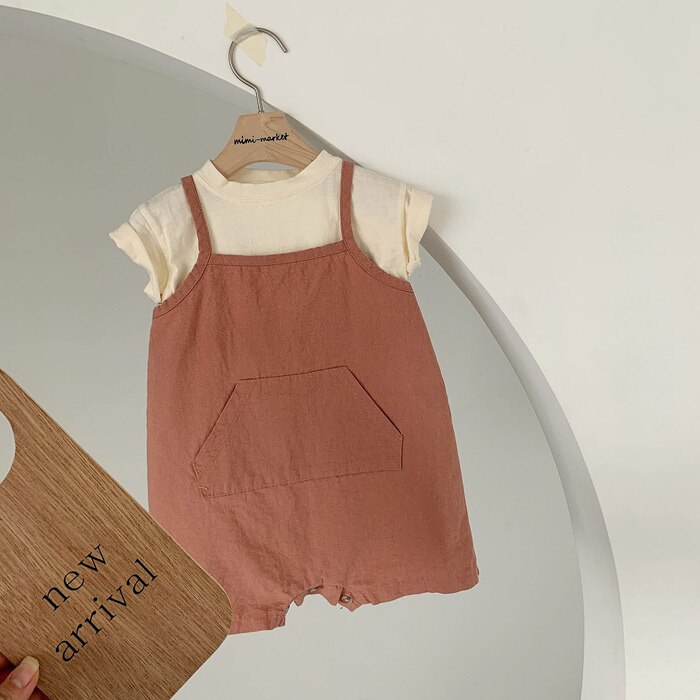 Koreaanse Stijl Baby Jongens Meisjes Effen Kleur Overalls Infant Kids Sleevless Bodysuits 0-2Y