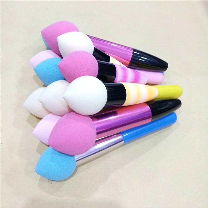 Portable Candy Color Handed Beauty Sponges Foundation Sponge Handle Makeup Puff Cosmetic Sponge Face Make Up Powder Puff Tool