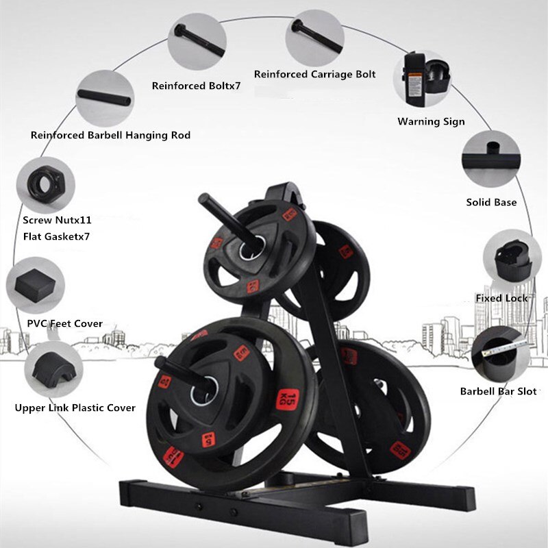 Home Gym Fitness 25/50MM Aperture Barbell Disc Rack Dumbbell Plate Support Pole Holder Weight Training Equipment Storage Bracket