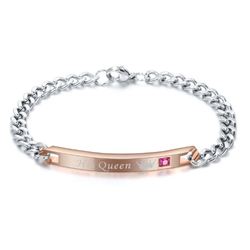 Modyle sa reine son roi noir couleur or Rose femmes hommes chaîne cristal Couple Bracelet pour hommes directe: 83031