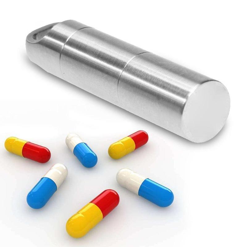 Boîte à pilules d'extérieur Portable étanche en acier inoxydable étui pour tablette, conteneur de bouteille avec placage en titane, housse antidérapante
