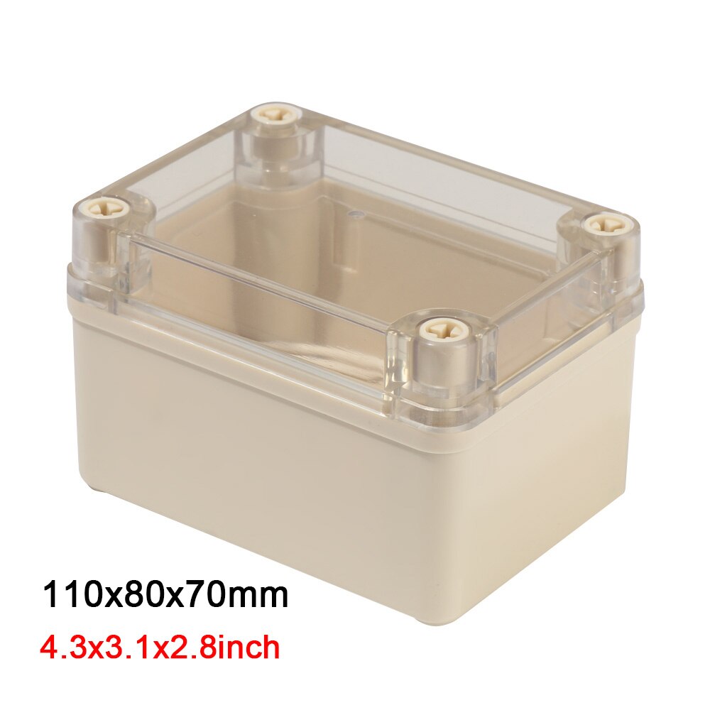Enclosure Electronic Instrument Housing Case Waterproof Plastic Junction Box Transparent Cover Electrical Project Outdoor Boxes: 110x80x70mm