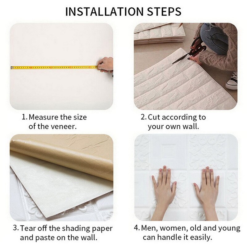 3D Wall Sticker Imitation Brick Bedroom Decoration Waterproof Self Adhesive Wallpaper For Living Room Kitchen TV Backdrop Panels