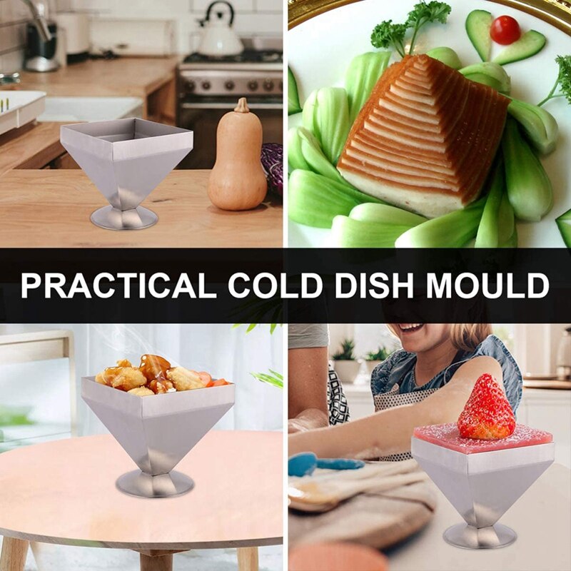 Stainless Steel Pyramid Mold Kitchen Food Press Mold Rice Shaper Mold Serving Plate for Home Restaurant Kitchen