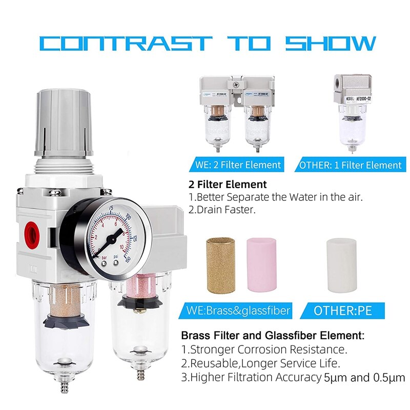 NPT Air Drying System-Water Trap Separator-Semi-Automatic Drainage, 0-150 Specification, Polyethylene Bowl,Metal Bracket