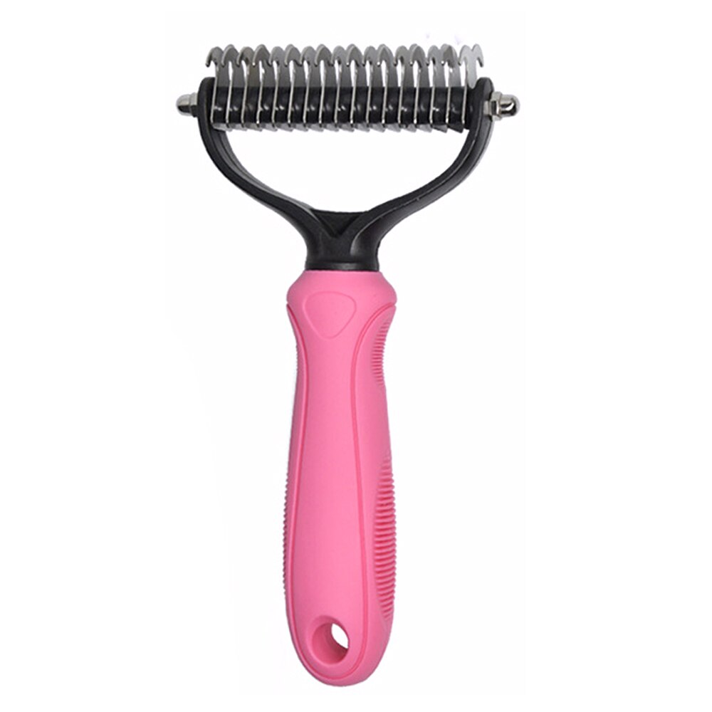 Huisdieren Ontharing Kam Knoop Cutter Borstel Dubbelzijdig Kat Hond Grooming Vergieten Hulpmiddel Lange Krullend Haar Cleaner Kam Huisdier grooming: pink L