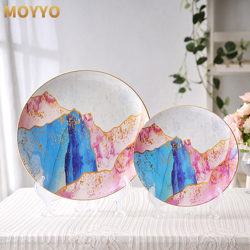 Bone China Dinner Plates 8“ And 10.5” Porcelain Dinnerware Original Creation Dishes and Plates Sets