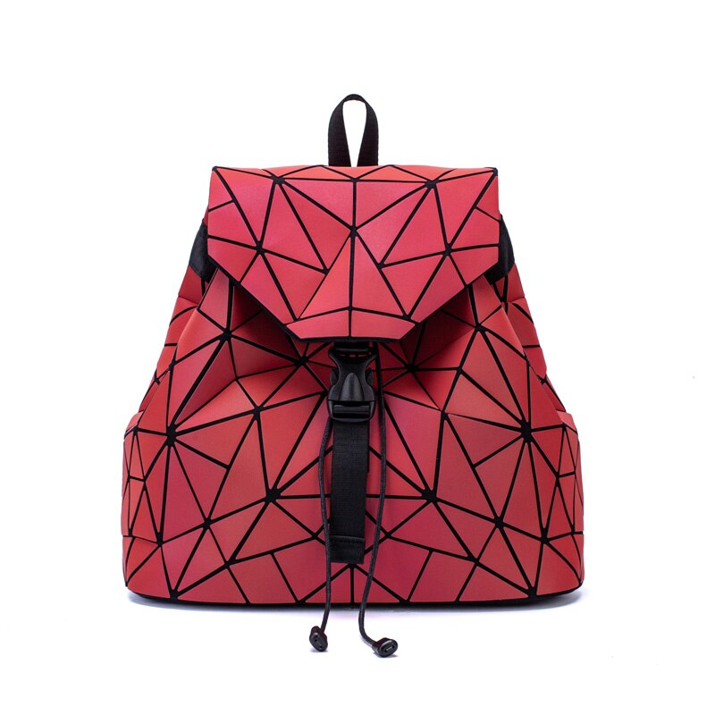 Vrouwen Rugzakken Geometrische Lichtgevende Rugzak Zakken Schooltas Voor Tiener Meisjes Holografische Dames Rugzak Schooltas: Red Luminous