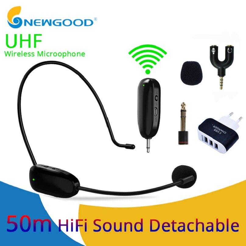 UHF Wireless Microphones Stage Wireless Headset Microphone System Mic For Loudspeaker Teaching Meeting Tour Guide Stage Mobile