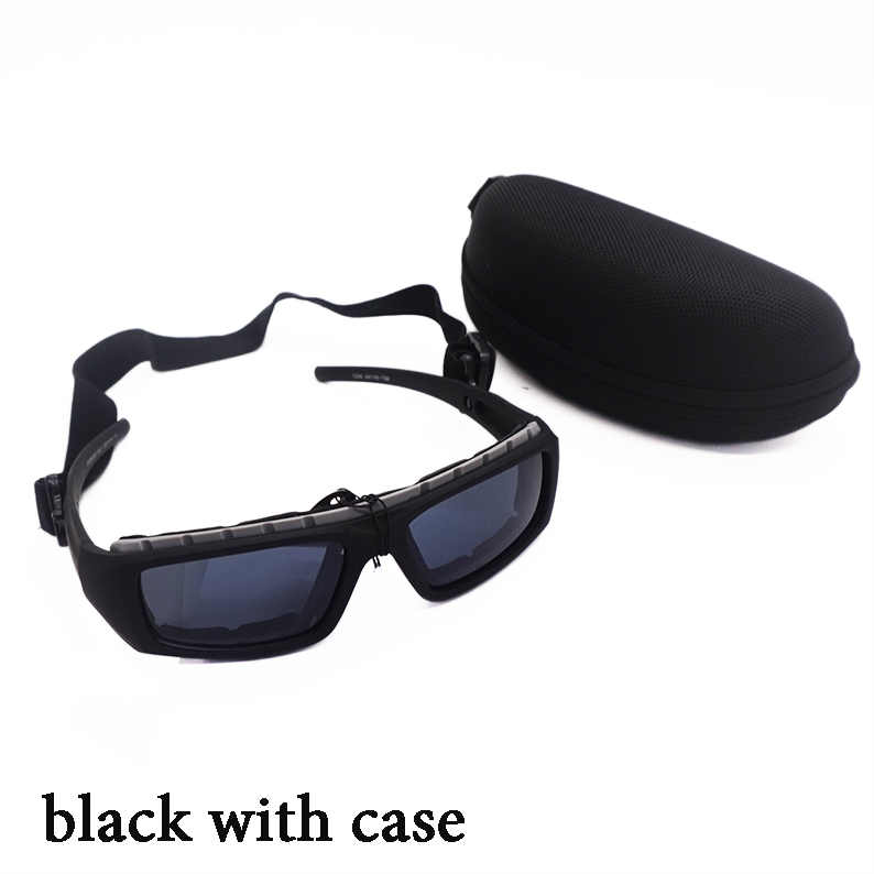 Skidglasögon sportsolglasögon med fodral skidglasögon unisex utomhusglasögon set lätt och bekvämt märke: Svart med fodral