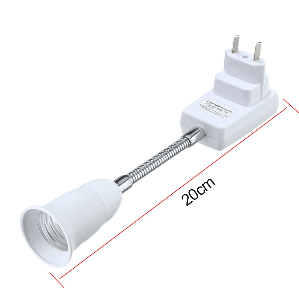 20cm EU Plug E27 Flexible Light Lamp Bulb Adapter Socket Extend Extension Converter Wall Base Bulb Holder Screw Book Lamp Socket