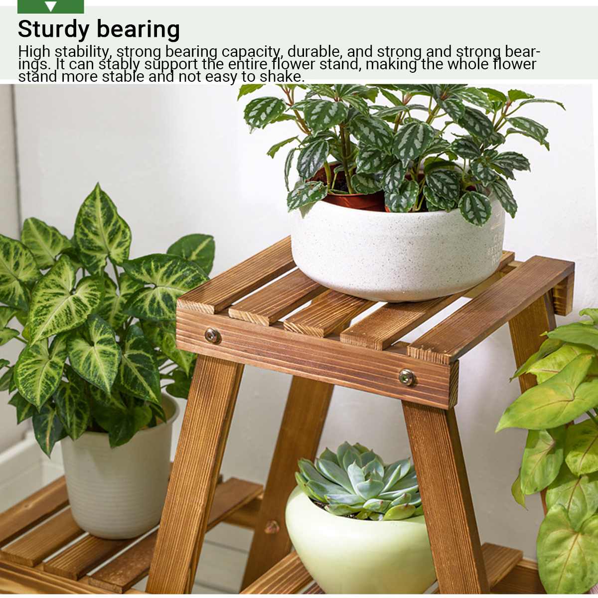 Bamboo Plant Flower Shelf Stand Flower Pot Rack Holder Garden Living Room Table Planter Display Stand Home Decor Indoor Outdoor