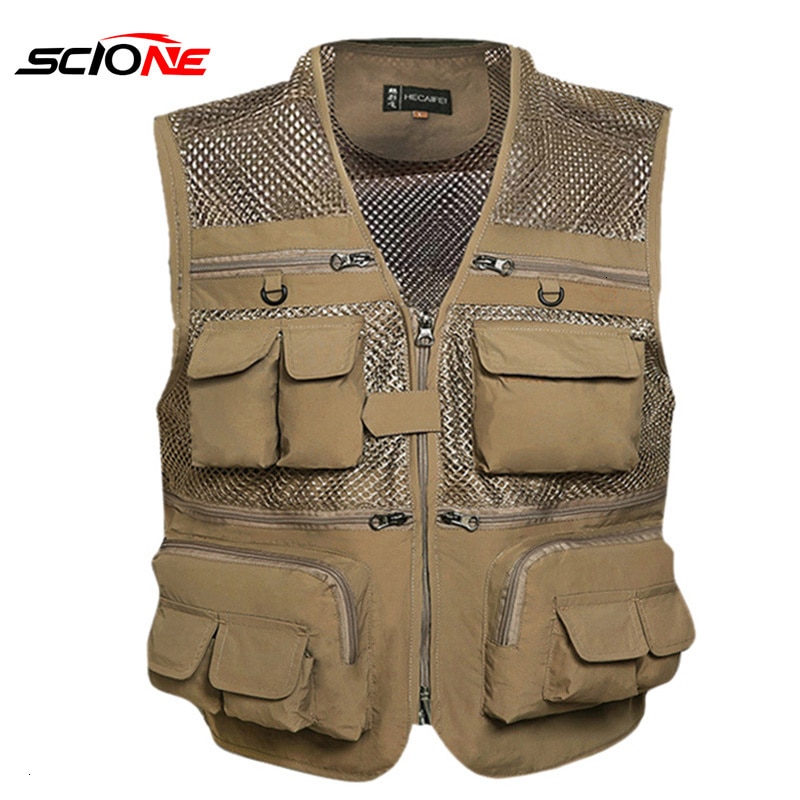 Btmpmcs Heren Outdoor Gilet Sneldrogend Vissen Vest Met Meerdere Zakken Cargo Utility Safari Bodywarmer Jacht Wandelen Mouwloos Jas Ademend Top Voor Fotografie, A-donker Grijs, L
