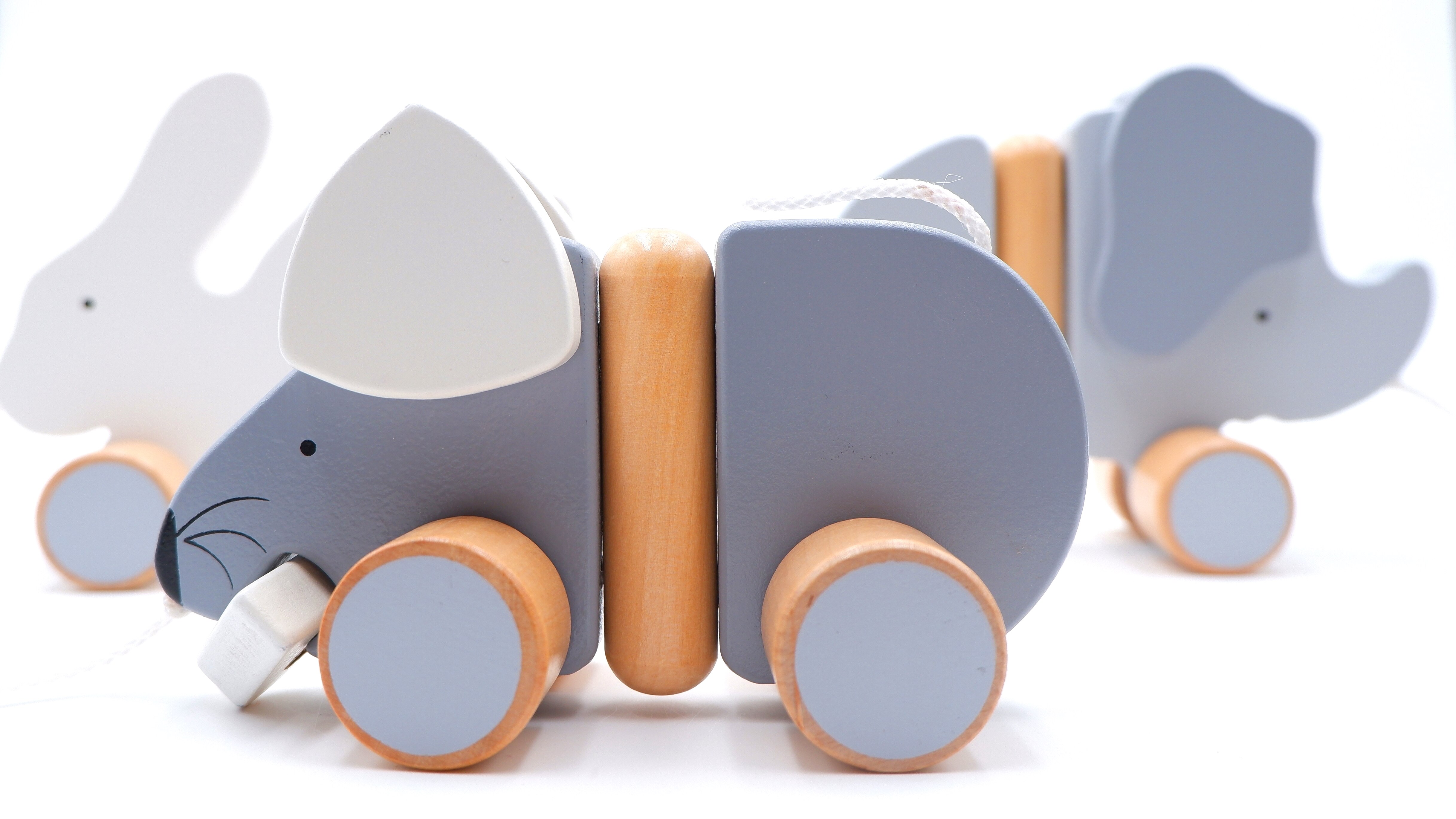 Janod baby pop duw-a-long bunny interactief houten speelgoed spelletjes voor kinderen