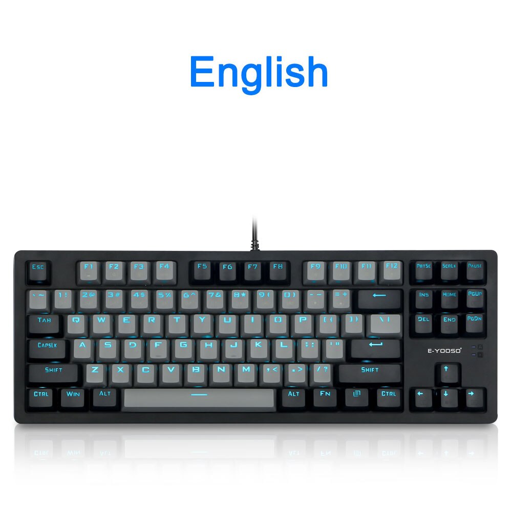 Teclado mecánico E-YOOSO K620 para juegos, conmutador azul, 87 teclas, retroiluminado, para ordenador, portátil y PC: K620-Grey
