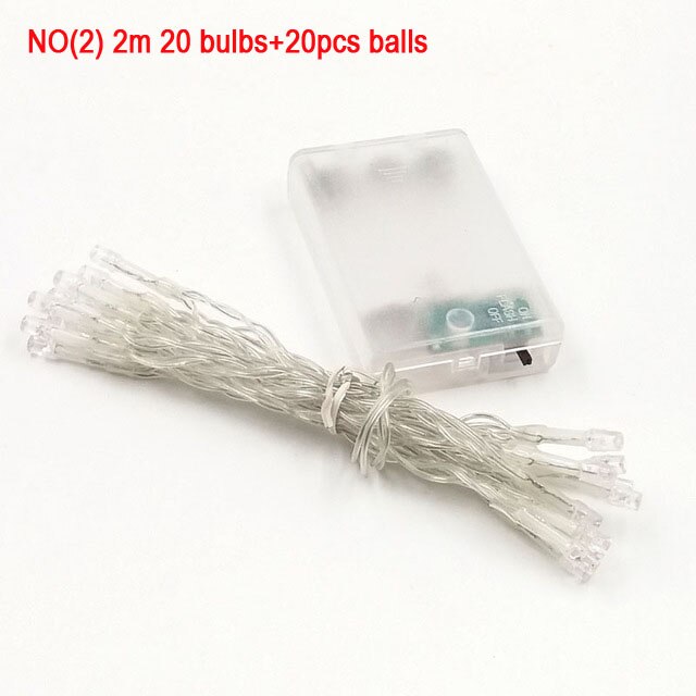 80/lot Katoen Bal LED String Fairy Licht Batterij AC plug LED Kerstverlichting Garland guirlande lumineuse luces lampjes: No6 2m 20 balls