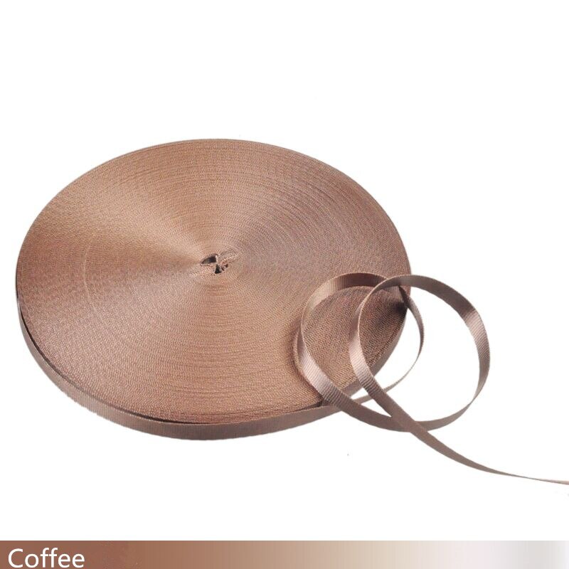 50Yards 3/8''(10mm) Colorful Strap Nylon Webbing plain weave Knapsack Strapping Sewing Bag Belt Accessories: Coffee