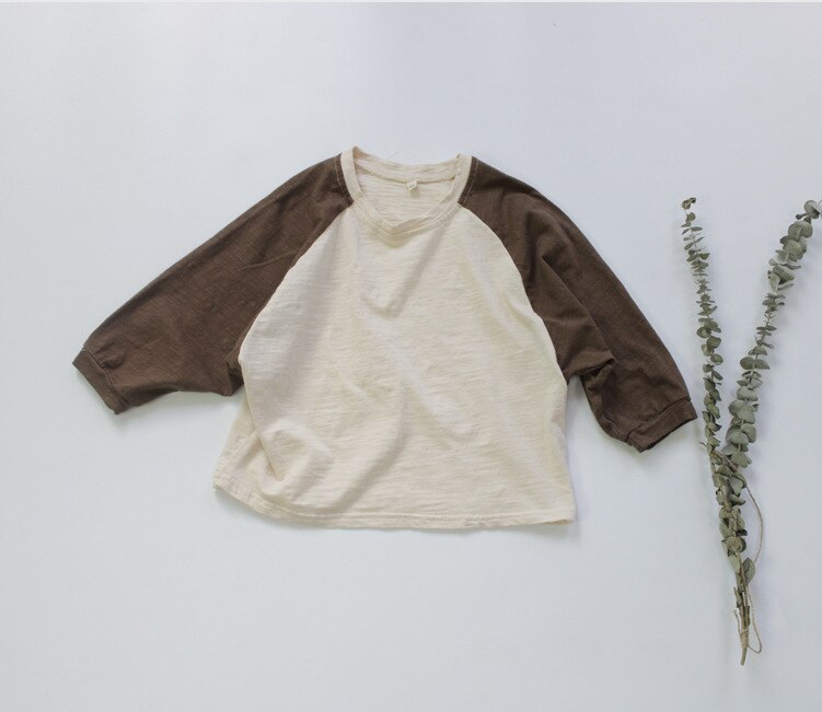 Herfst Kinderen Tees Koreaanse Stijl Raglanmouwen Patchwork Baby Jongens Losse T-shirts Peuters Kids Tops: color A / 2T