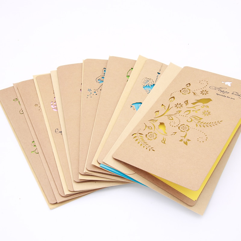 1 Set Van Retro Hollow Valentijnsdag Kaarten/Kraft Kaarten/Verjaardag Groeten Mooie Zegen Vouw Kaarten