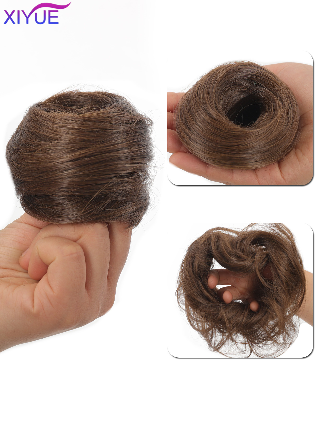Synthetischer Haarknoten, gerader Chignon, elastisches Gummiband, künstliches Haar, zum Anklipsen auf der Haarschwanzverlängerung, Hochsteckfrisur, Haarteil, Pferdeschwanz: T1b/grün