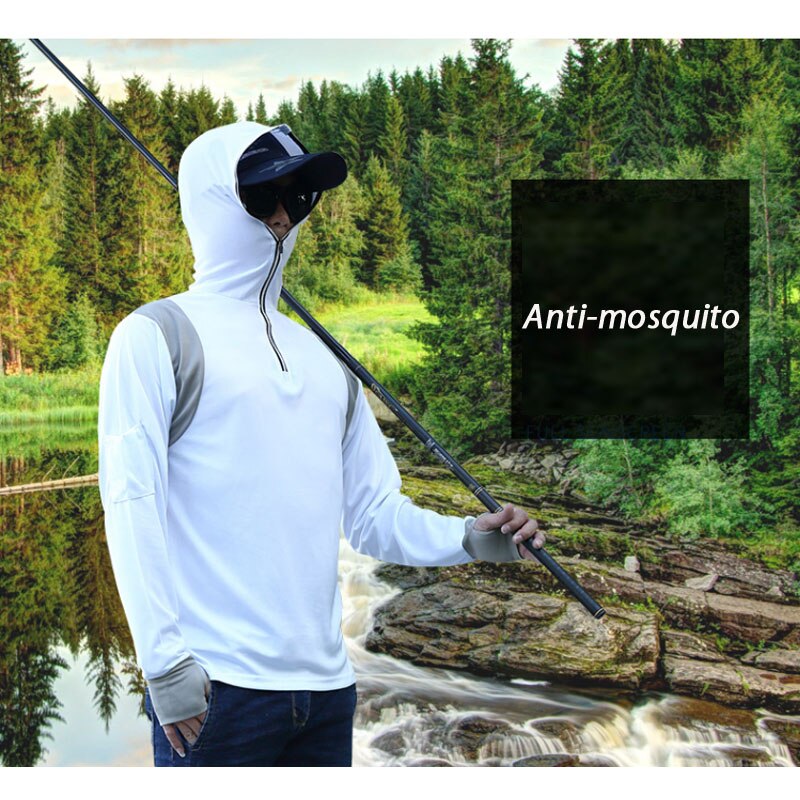 Bästa billiga fisketröja långärmade kläder solskyddsskjortor med keps för män kvinnor pojkar barn pris-vit