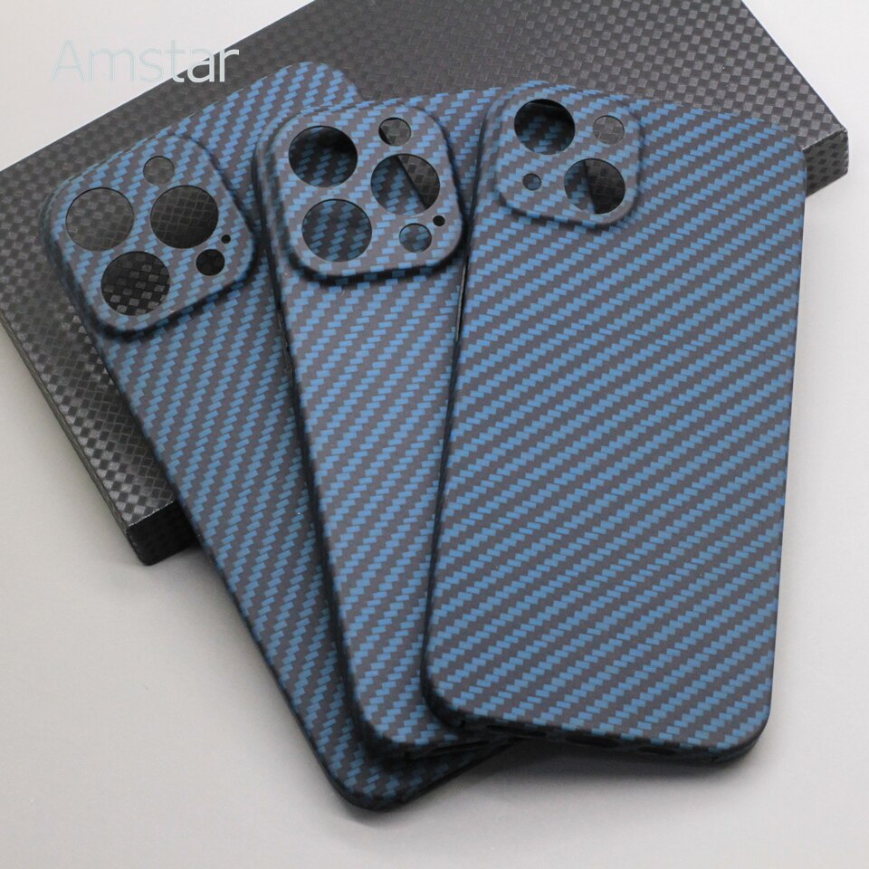 Amstar Navy-Blauw Carbon Fiber Lens Wrap Telefoon Case Voor Iphone 13 Pro Max Ultradunne Aramidevezel iphone 13 Pro Telefoon Cover