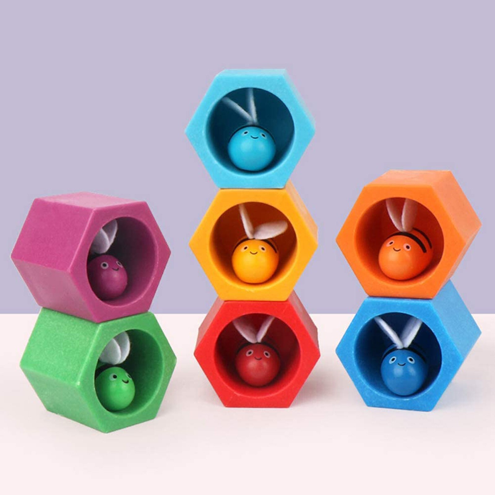 1einstellen Holz Bienenstock Bord Ausschnitt Biene Farbe Erkenntnis Spiel interaktiv Spielzeug Für freundlicher Früer Pädagogische Farbe Kognitiven Spielzeug