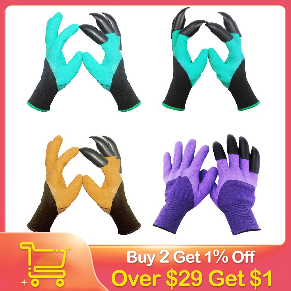Garden Gloves with Single/Double Fingertips Claws Waterproof Gardening Working Gloves for Digging Planting Weeding Seed