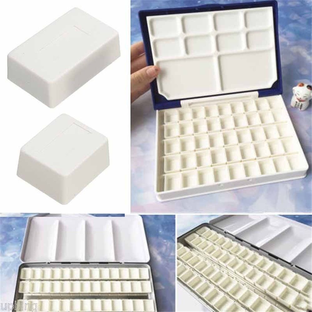 10 Pcs Empty Full/Half Pan White Half Pans Paint Plastic Water Colour Paint Grid Half Pans Artists Palette Art Supplies Beginner