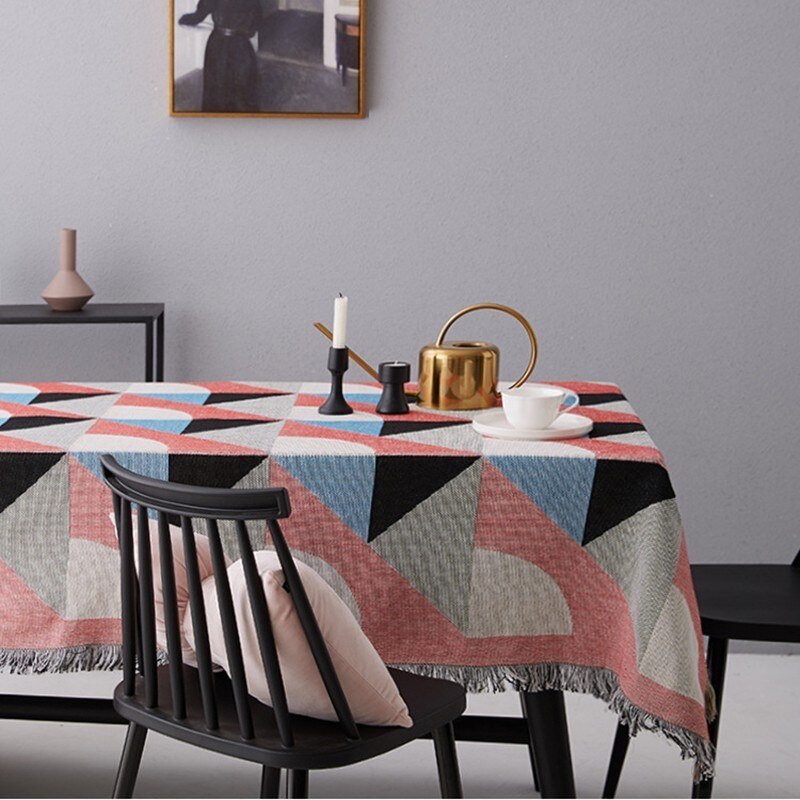 Vintage geometrisk grønn sofa teppe strikket sofa vektet teppe bomull sofa/stoltrekk billedvev teppe reiseteppe