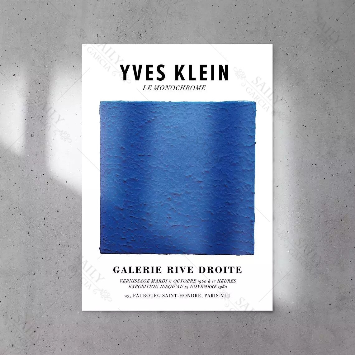 Yves Klein - Klein Blauw-Klein Monochroom Tentoonstelling Poster - Printable Art-Franse Moderne Kunstwerk Canvas Print Schilderij: 30x42cm No Frame