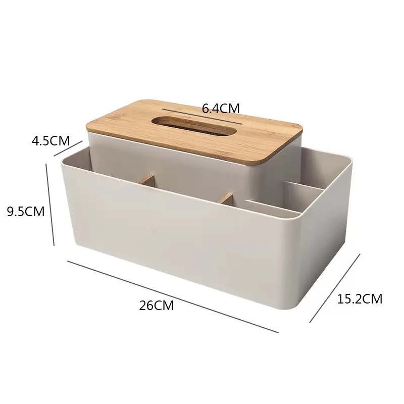 Huis Keuken Tissue Doos Houten Plastic Servet Houders Multifunctionele Tissue Buis Cosmetische Afstandsbediening Opbergdoos: 5 Grids Kakki