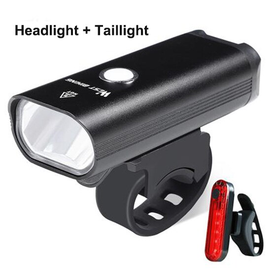 West biking cykellygte  l2 led usb genopladelig cykel pandelampe 3-5 modes cykelstyr sikkerhedslommelygte med advarselslys: Lyssæt 2