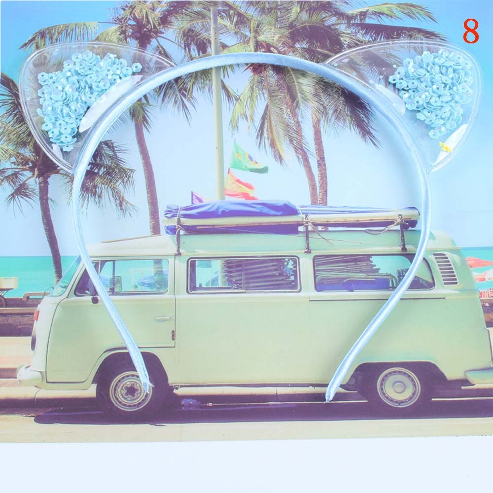 Bandeau oreilles de chat pour petite fille | Accessoires de cheveux de princesse, bandeau à paillettes colorés, bande dessinée pour enfants