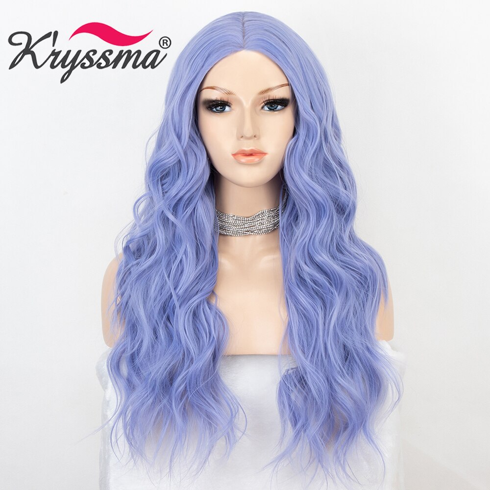 Kryssma Für Frauen Körper Welle Perücke Licht Lila Cosplay Perücken Lange Gewellte Synthetische Perücke Lila Perücken Halloween Party Faser Haar perücke