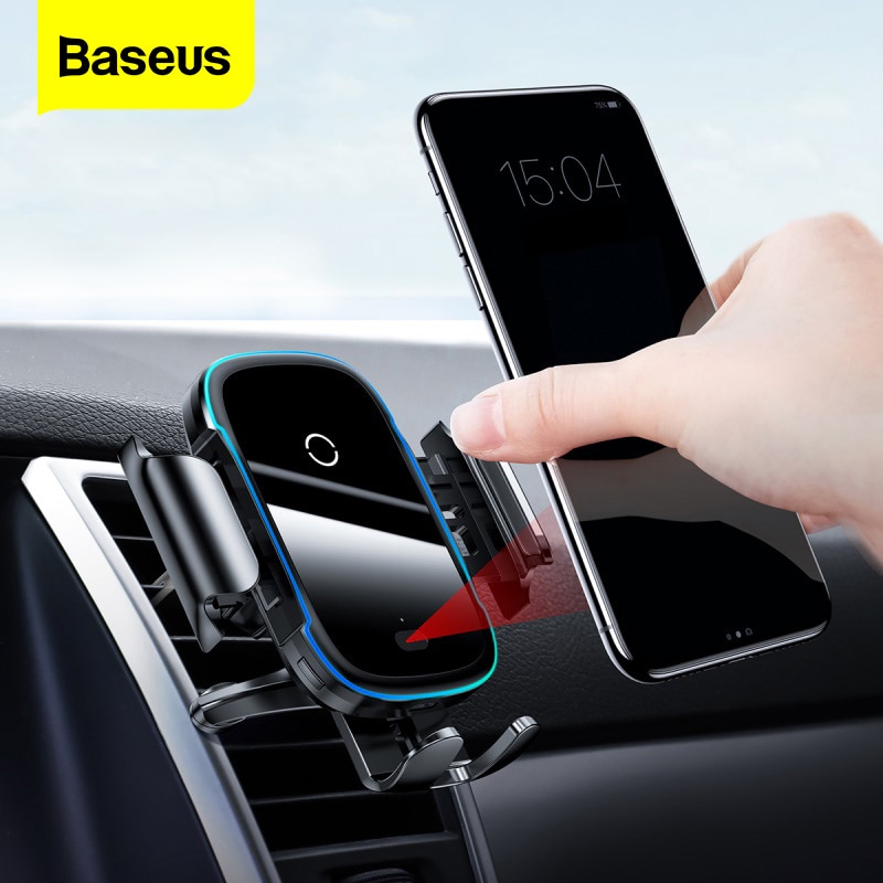 Baseus Auto Telefoon Houder Oplader Voor Iphone 11 Pro Max Samsung Snelle Draadloze Opladen Intelligente 15W Qi Draadloze Auto lader