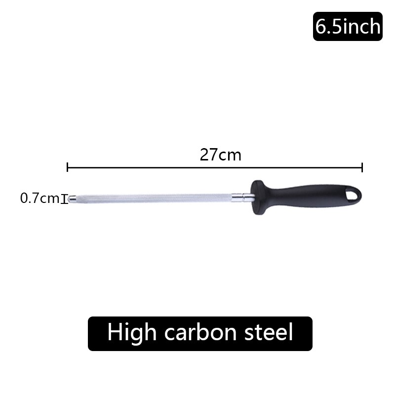Knife Sharpener Sharpening Stone Kitchen accessories gadgets Tools grinding Honing Carbon Musats stick Rod Steel Diamond ceramic: High carbonsteel 6.5