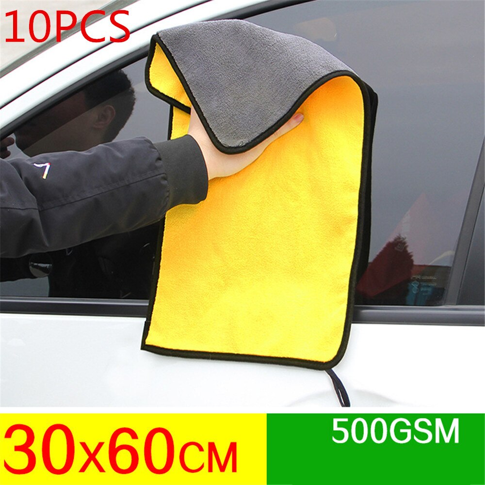 5/10 st bilvård polering tvätt handdukar plysch mikrofiber tvätt tork handduk stark tjock plysch polyester fiber bil rengöringsduk
