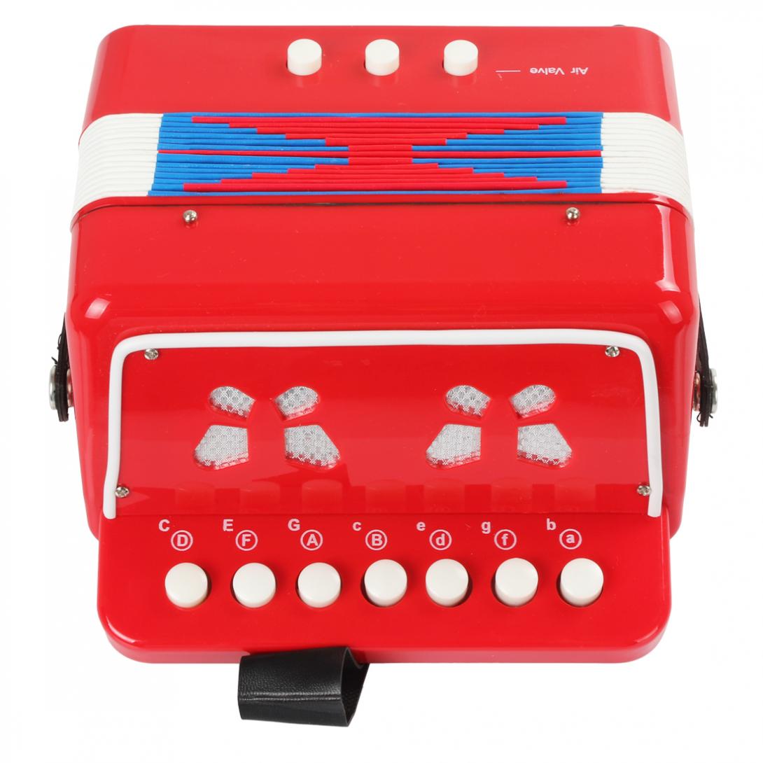 Harmonika 7 taster  + 3 knapper børn knap harmonika tastatur instrumenter: Rød